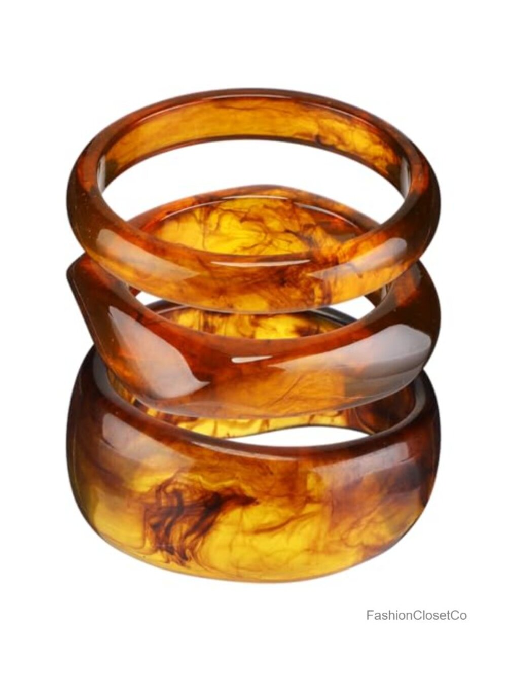 Set of 3 Acrylic Resin Bangle Bracelets for Women, Irregular Geometric Chunky